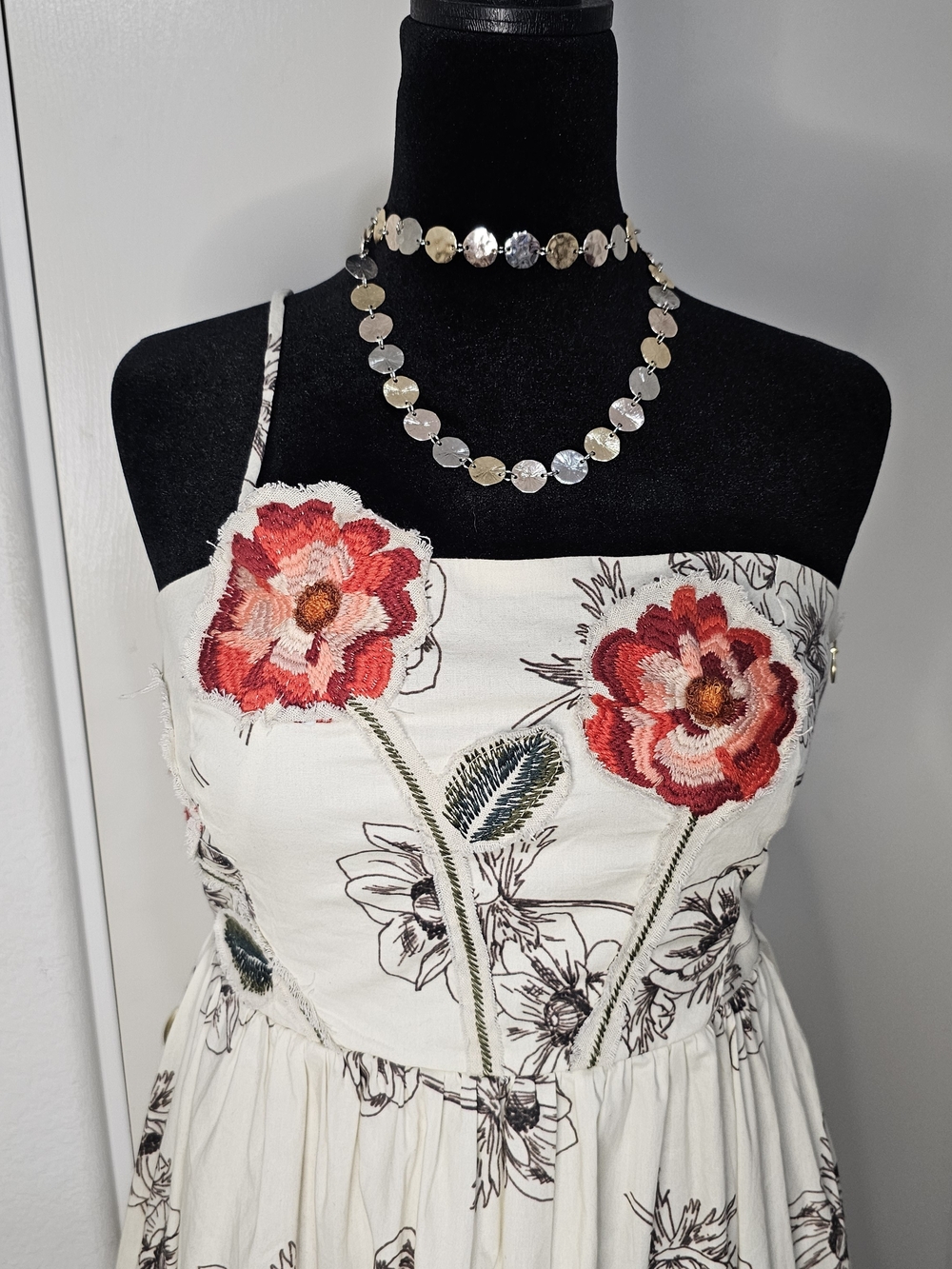 Anthropologie x Especia Floral Maxi Dress With Embroidered Blooms Sz L - Picture 2 of 7